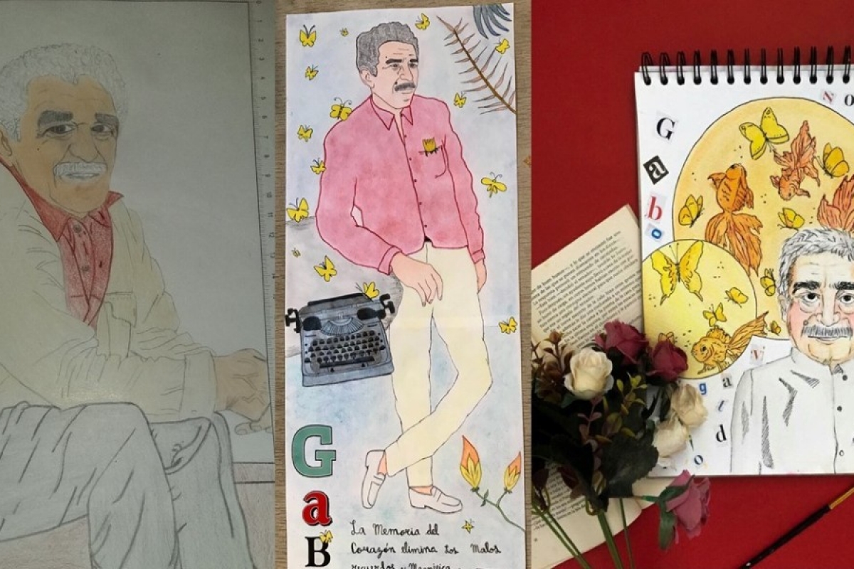 Dibujos de Gabriel García Márquez realizados por niños, niñas y adolescentes de Colombia. 