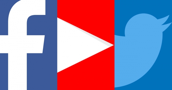 Logotipos de Facebook, Twitter y YouTube.